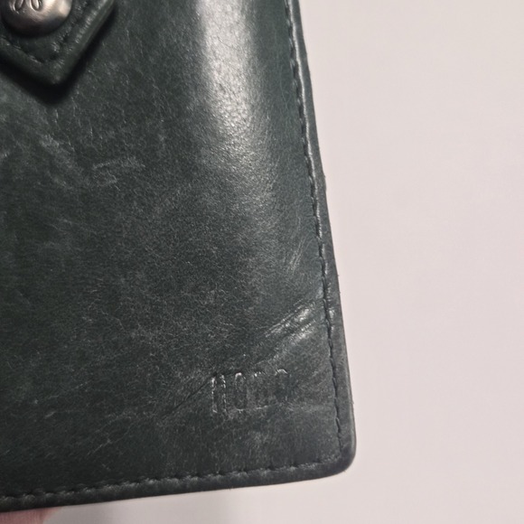 Hobo Linn Green Leather Snap Card Wallet Case Holder Organizer - Picture 2 of 8